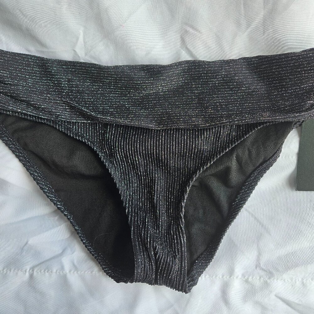 Kenneth Cole  SZ M Black Metallic Shine Bikini Bottoms‎